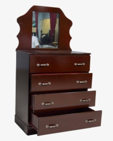 Chest Of Drawers With Mirror 4 Drawer - Dresser, HD Png Download, Free Download