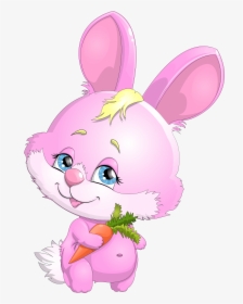 Cute Pink Bunny With Carrot Png Clipart Picture Gallery - Cute Pink Rabbit Clipart, Transparent Png, Free Download