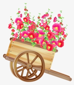 Wheelbarrow With Flowers Png Clipart - Clipart Of Wheel Cart, Transparent Png, Free Download