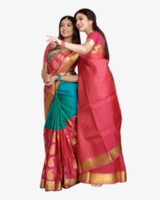 Silk Saree Wearing Model - Hd Saree Png, Transparent Png, Free Download
