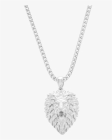 Lion Necklace White Gold Marcozo Png Lion Chain - Cuban Gold Chain For Men, Transparent Png, Free Download