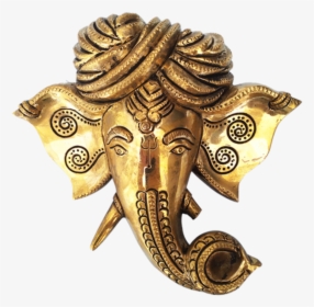 Decorative Lord Ganesha Face Wall Hanging Brass Statue, - Ganesha, HD Png Download, Free Download