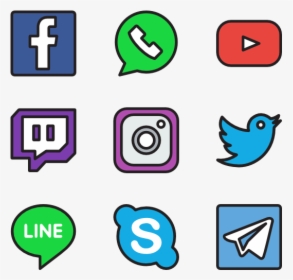Essential Set - Social Media Icons Straight Line Png, Transparent Png, Free Download