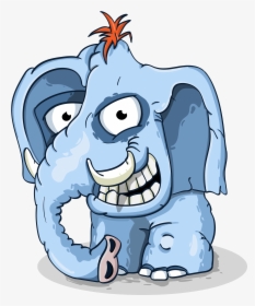 Funny Blue Elephant Free Vectors For Download Png Vector - Crazy Elephant Cartoon Drawing, Transparent Png, Free Download