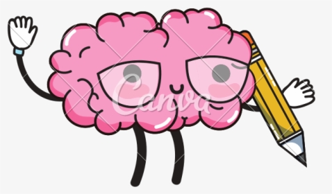 Kawaii Happy Brain With - Cartoon Cute Brain Drawing, HD Png Download, Free Download