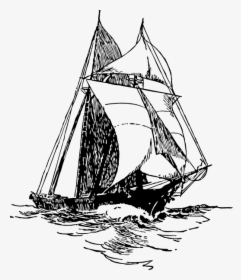 Sailing Ship Svg Clip Arts - Boat On Ocean Drawing, HD Png Download, Free Download