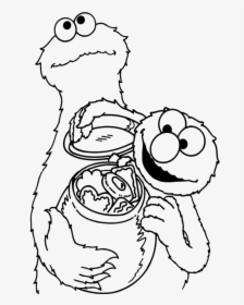 Cookie Monster Coloring Pages And Elmo - Elmo Cookie Monster Coloring, HD Png Download, Free Download