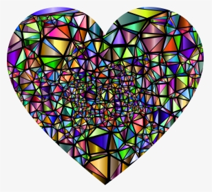 Low Poly Shattered Chromatic Heart With Background - Broken Heart Stained Glass, HD Png Download, Free Download
