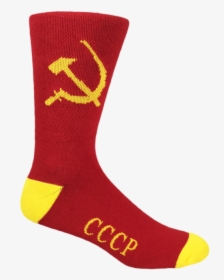 Red And Yellow Cccp Soviet Hammer And Sickle Athletic - Sock, HD Png Download, Free Download