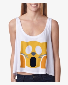 Shocked Cat Face Emoji Crop Top - Quotes Written On Crop Tops, HD Png Download, Free Download