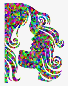 Low Poly Prismatic Female Hair Profile Silhouette Clip - Hair Silieta Png, Transparent Png, Free Download