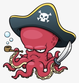 Pirate Octopus , Png Download - Cartoon Octopus, Transparent Png, Free Download