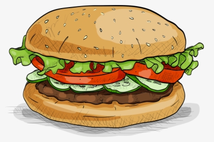 Hamburger Fast Food Veggie Burger - Cartoon Burger Png, Transparent Png, Free Download