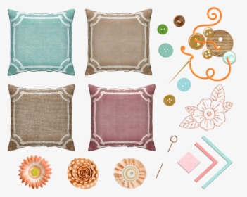 Throw Pillow, Pillow, Buttons, Needle, Thread - Cushion, HD Png Download, Free Download