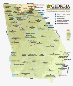 Map Of Georgia State Parks & Historic Sites - Georgia State Parks Map, HD Png Download, Free Download