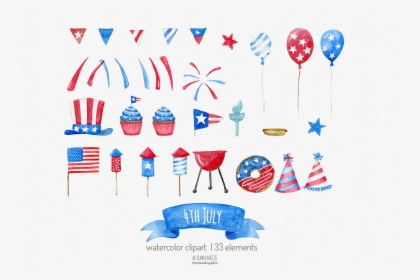 4th Of July Watercolor Th Clipart Set By Autumn Breeze - Watercolor July Clipart, HD Png Download, Free Download