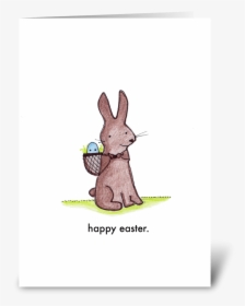 Happy Easter Bunny And Egg Greeting Card - Cartoon, HD Png Download, Free Download