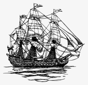 Ship, Boat, Pirate, Clipper, Sail, Nautical, Yacht - Black And White Ships, HD Png Download, Free Download