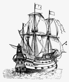 Clip Art Pirate Ships Images - Pirate Ship Line Drawing, HD Png Download, Free Download