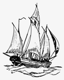 Lugger Svg Clip Arts - Ship On Water Drawing, HD Png Download, Free Download