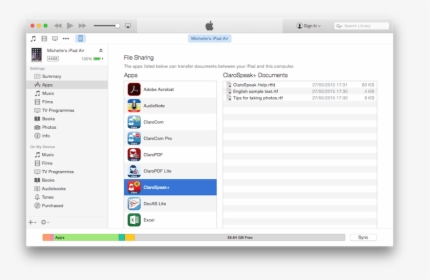 Itunes File Transfer - Disinstallare Vlc Mac Ipad, HD Png Download, Free Download