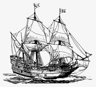 Transparent Sailing Ship Png - Black And White Pirate Ship, Png Download, Free Download