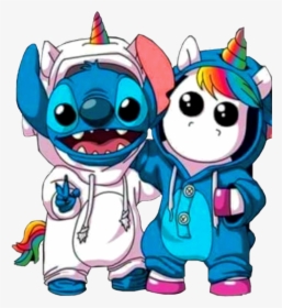 Sticker Stitch Unicorn Unicornio Rainbow Arcoiris Kawaii - Stitch And Unicorn, HD Png Download, Free Download