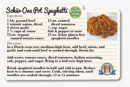 Schar One Pot Spaghetti - Fishburners, HD Png Download, Free Download