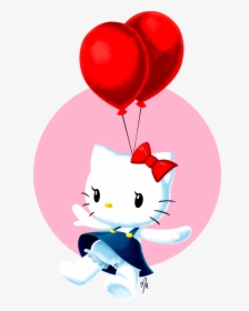 Birthday Balloons Clipart Hello Kitty - Hello Kitty With Balloon Png, Transparent Png, Free Download