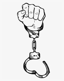 Handcuff Clip Arts - Handcuffs Drawing With Hands, HD Png Download, Free Download