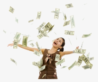 Falling Money Transparent Background Download - Girl Winning The Lottery, HD Png Download, Free Download