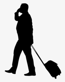 Travel, Baggage, Business - Silhouette Travelling Man Png, Transparent Png, Free Download