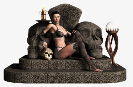 Girl, Throne, Fantasy, Stone, Candle, Skull, 3d, Png - Girl Throne, Transparent Png, Free Download