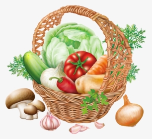 Basket With Vegetables Png Clipart Image Gallery - Clipart Vegetable Basket, Transparent Png, Free Download