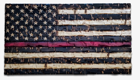 Wood Thin Red Line Flag "  Class="lazyload Lazyload - Charred Wood American Flag, HD Png Download, Free Download