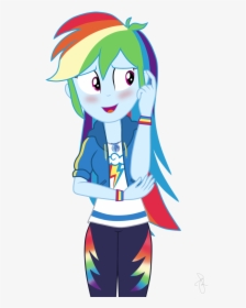 Cute Girl Blushing - Human Cute Rainbow Dash, HD Png Download, Free Download