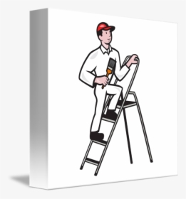Under Ladder Cliparts Clip Art On - Standing On Ladder, HD Png Download, Free Download