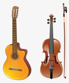 Guitar, Violin, Bow, Musical Instrument, Acoustics - Violin And Guitar Clipart, HD Png Download, Free Download