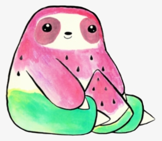 Sloth Clipart Fruit - Kawaii Cute Watermelon Drawing, HD Png Download, Free Download