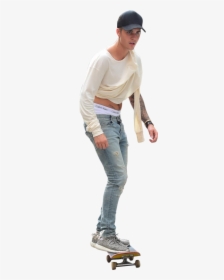 Justin Bieber Skateboarding Png Image - Men On Skateboard Png, Transparent Png, Free Download