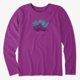 Women"s Lotus Flower Engraved Long Sleeve Crusher Tee - Long-sleeved T-shirt, HD Png Download, Free Download