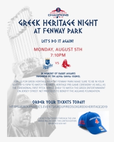 Greek Heritage Night Flyer 2019 - Boston Red Sox, HD Png Download, Free Download