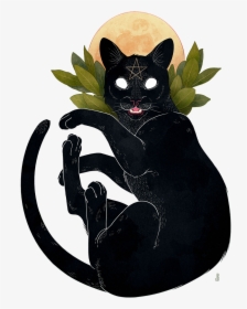 Drawn Black Cat Tumblr Transparent - Black Cat Drawing, HD Png Download, Free Download