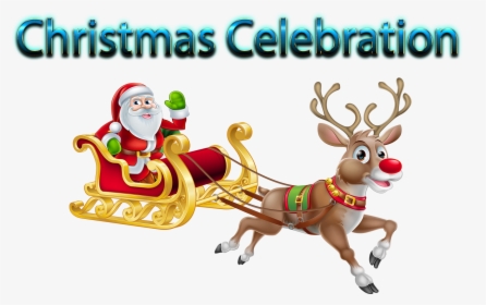 Christmas Celebration Png Free Images - Santa Claus Reindeer Rudolph, Transparent Png, Free Download