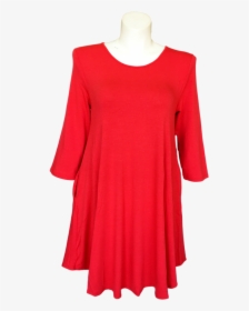 Plus Size Jersey Red Orange Dress With Pockets And, HD Png Download, Free Download