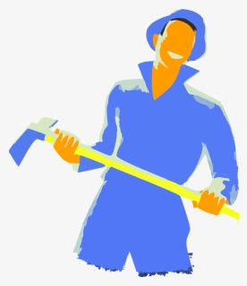 Farmer Holding Axe Svg Clip Arts - Man With Axe Png, Transparent Png, Free Download