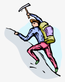 Vector Illustration Of Mountain Climber Climbs Rock - Mountain Climbing Cartoon Gif, HD Png Download, Free Download