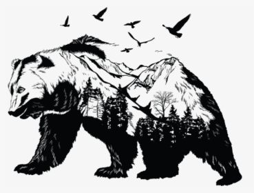 Brown Bear Black And White Polar Bear Tattoo Drawing - Black And White Bear Drawing, HD Png Download, Free Download