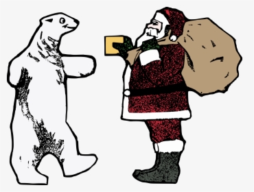 Santa And The Polar Bear Clip Arts - Polar Bear & Santa, HD Png Download, Free Download