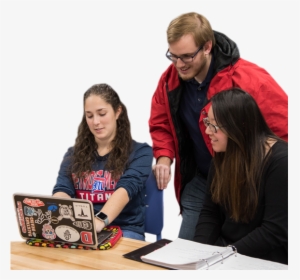 Three Engineering Students Look At A Computer Program - Learning, HD Png Download, Free Download